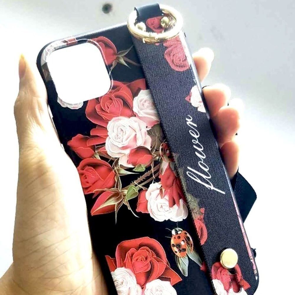Floral Pattern iPhone 11 Case With Lanyard
